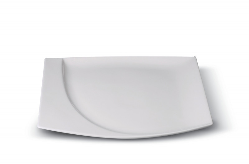 Assiette plate carré ivoire porcelaine vitrifiée 32x29 cm Mazza Rak