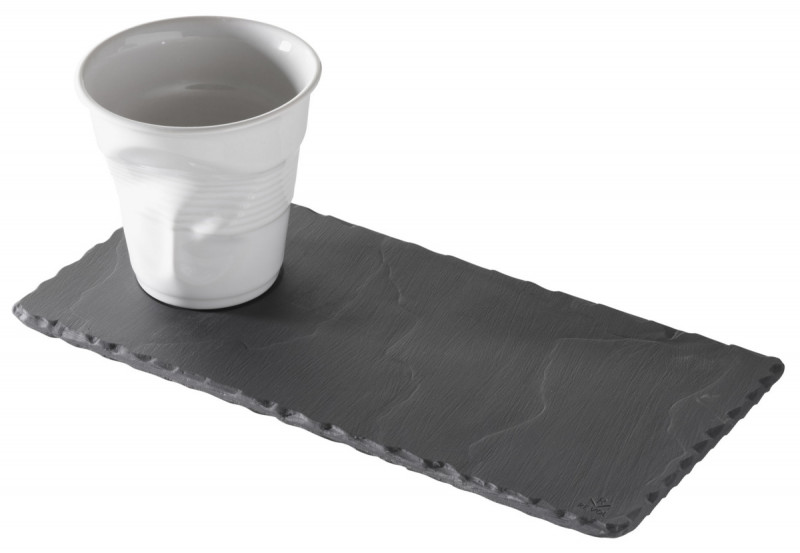 Sous-tasse à café gourmand rectangulaire ardoise porcelaine culinaire 25 cm Basalt Revol