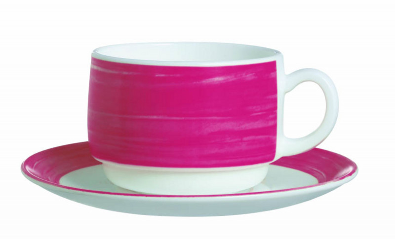 Sous-tasse à thé rond rouge verre opal Ø 14 cm Brush Arcoroc