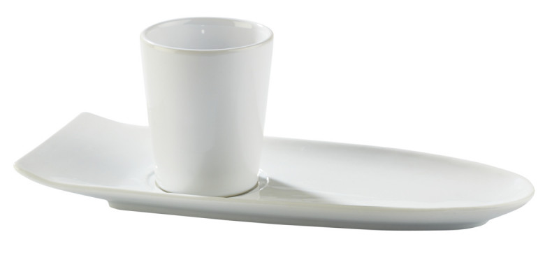 Sous-tasse à café gourmand ovale blanc porcelaine 23 cm Prismo Pro.mundi