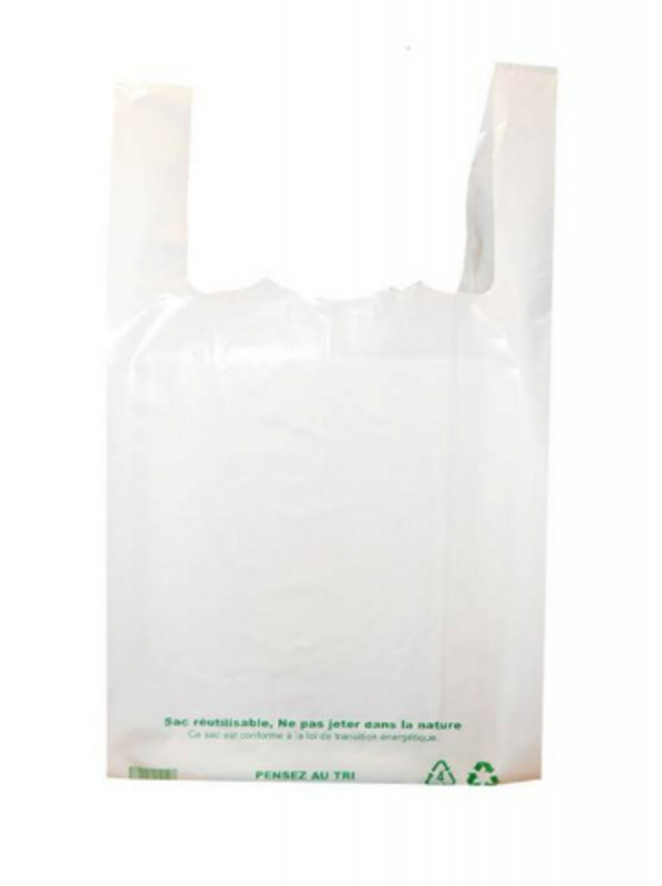 Sac bretelle plastique blanc 45x45 cm 60 microns (250 pièces)