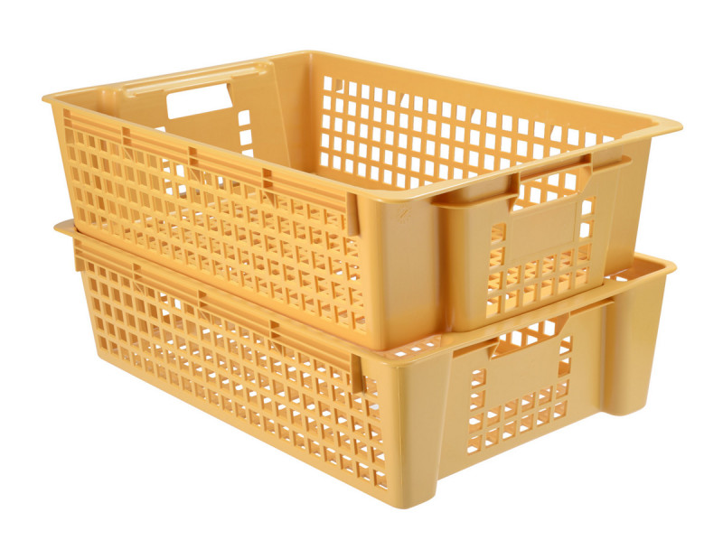 Caisse plastique beige 60x38x15,5 cm 28 L Sans couvercle Gilac