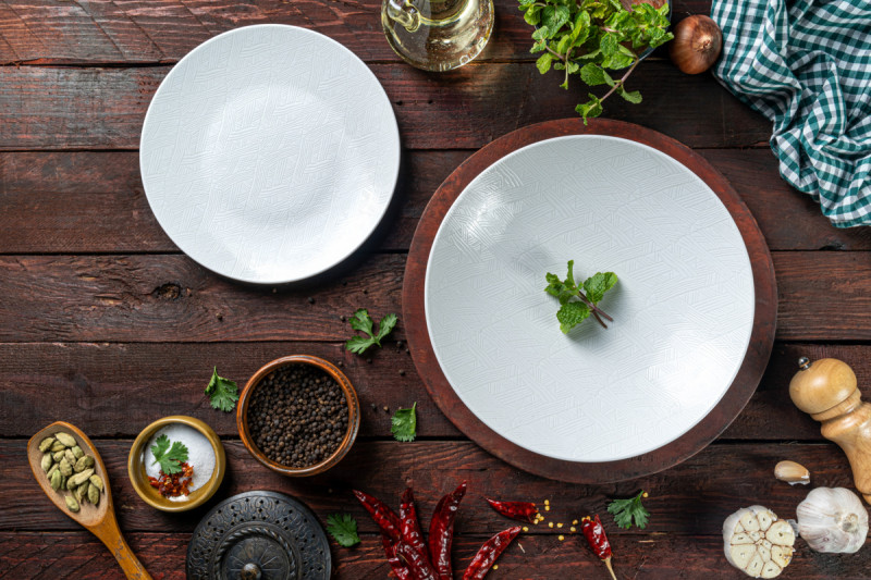 Assiette coupe plate rond blanc porcelaine vitrifiée Ø 22 cm Jungle Astera