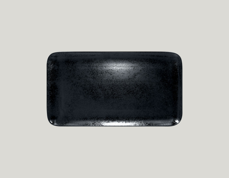 Assiette coupe plate | 2796 rectangulaire noir porcelaine vitrifiée 33x11 cm Karbon Rak