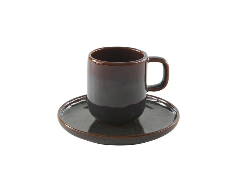 Tasse expresso rond Marron Bleu grès émaillé Ø 5,5 cm Amber Accolade