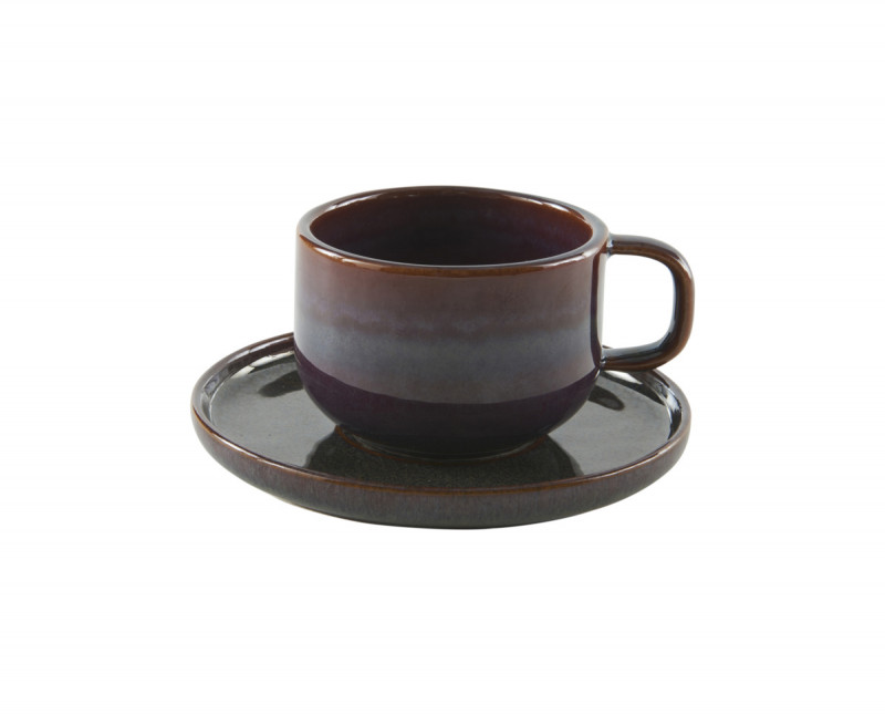 Tasse à thé rond Marron Bleu grès émaillé Ø 8,5 cm Amber Accolade