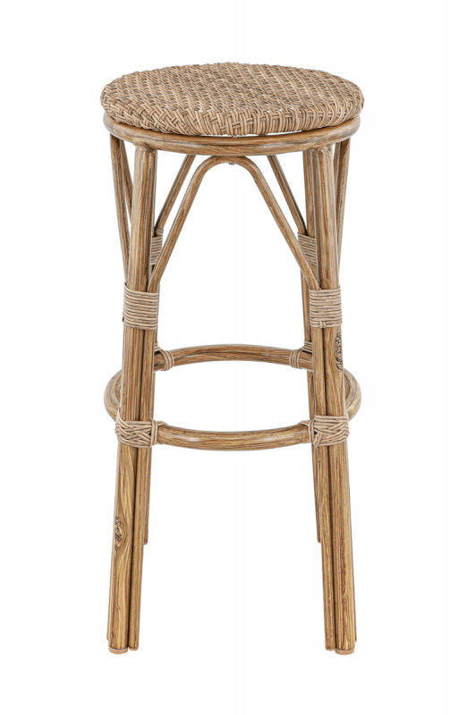 Tabouret de bar de terrasse rotin noisette Ø 36 cm 76 cm Laval